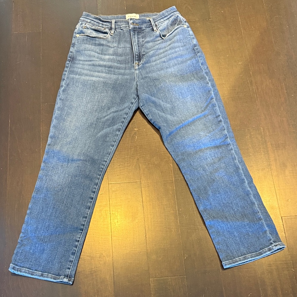 Frame Denim LeHigh Straight Jeans in Classic Blue